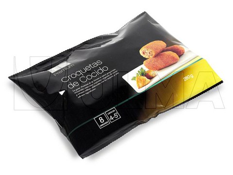 Verpackung von gefrorenen Kroketten in vertikaler Maschine (vffs)