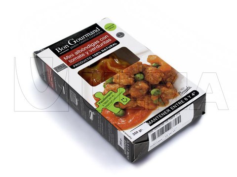 Gekochte Lebensmittel in Vakuumverpackung, durch Tiefziehen in flexibler Folie