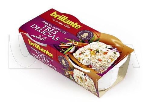 Gekochter "Dreierlei Genuss-Reis" in Schalenversiegelung mit modifizierter Atmosphäre (MAP)