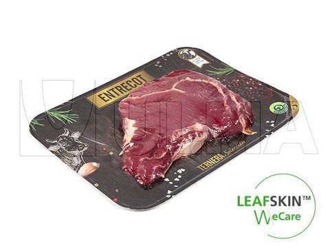 Entrecôte-Steak in versiegelter LeafSkin(TM)-Schale, nachhaltige Lösung