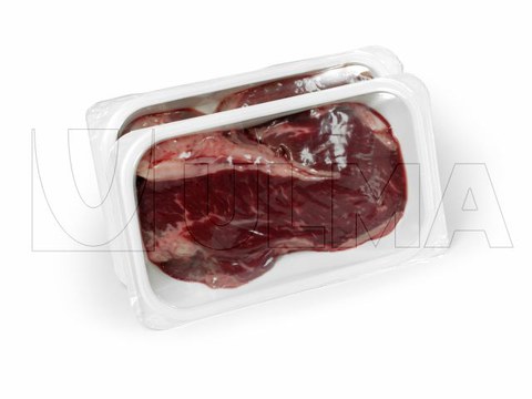 Fleisch in Tiefziehverpackung in biegesteifer Folie unter Schutzatmosphäre (MAP).