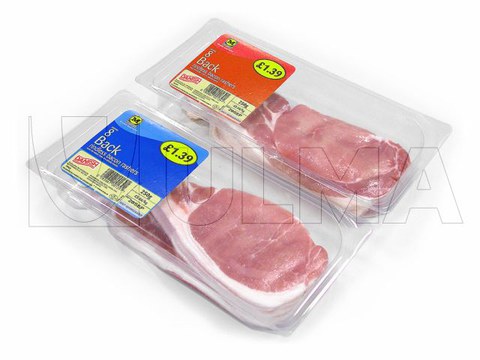 Schweinekotellet in Tiefziehverpackung in Schutzatmosphäre.