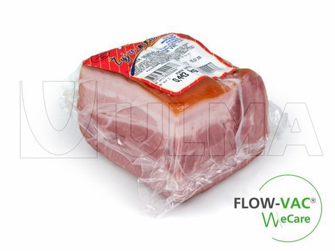 Verarbeitetes Fleisch in Flow Vac Verpackung.