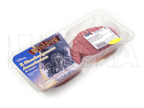 Burger-Patties verpackt in versiegelter Schale.