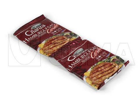 Tiefgefrorene Burger-Patties in Schlauchbeutelverpackung (hffs)