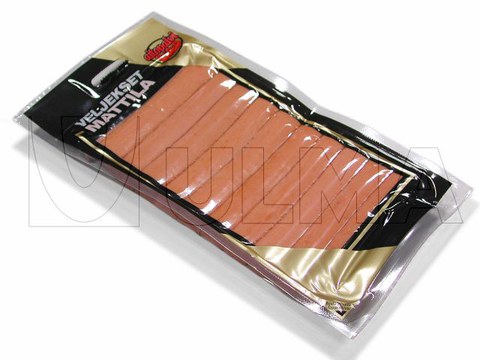 Vakuumverpackung von Wurstchen in Stretchfolie