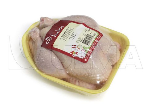 Verpackung ganzer Hähnchen im Schlauchbeutel(hffs) mit Schrumpffolie (BDF)