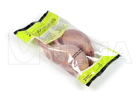 Verpackung ganzer Wachteln im Schlauchbeutel (hffs) mit BOPP-Folie.