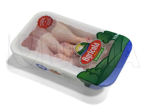 Hähnchenkeulen im Schlauchbeutel (hffs) mit Schrumpffolie BDF® verpackt