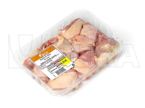 Verpackung von Hähnchenschenkel und -flügel in versiegelter Schale mit modifizierter Atmosphäre (MAP)