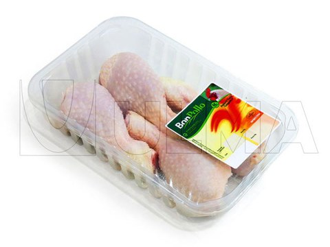 Verpackung von Hähnchenschenkeln in versiegelter Schale