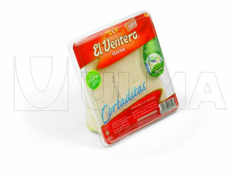 Käsescheiben in Tiefziehverpackung mit Hartfolie unter modifizierter Schutzatmosphäre (MAP)