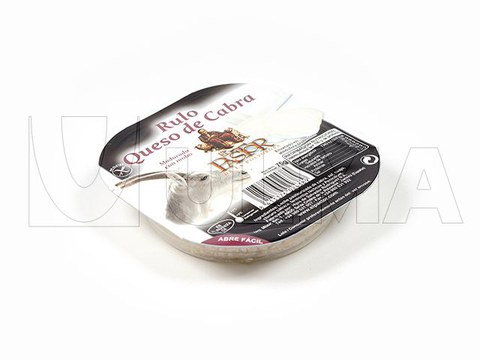 Ziegenkäse in Tiefziehverpackung mit Hartfolie unter modifizierter Schutzatmosphäre (MAP).