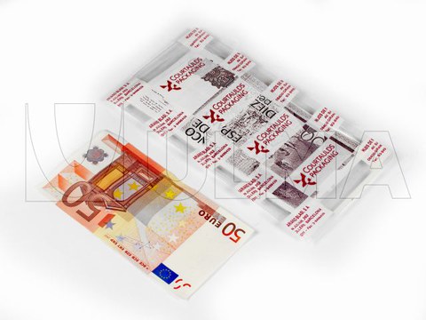 Geldscheine in Tiefziehverpackung mit Weichfolie.