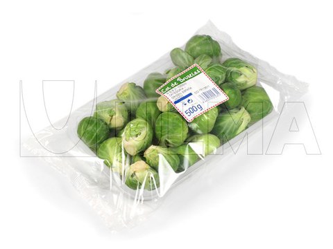 Rosenkohl-Schalenverpackung im Schlauchbeutel(hffs)