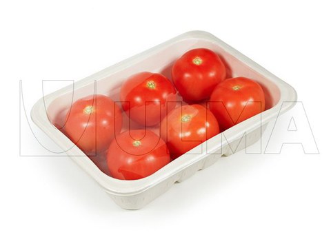 Tomatenverpackung mit einer Zelluloseschale in versiegelter Schale