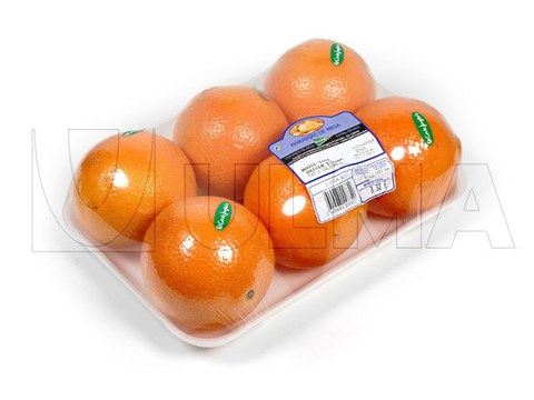 Orangen mit Stretchfolie in Schalenverpackung
