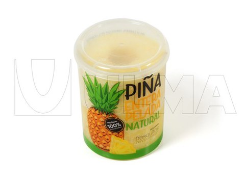 Verpacken von Fruchtstücken in Hartfolienbehälter in Schutzatmosphäre