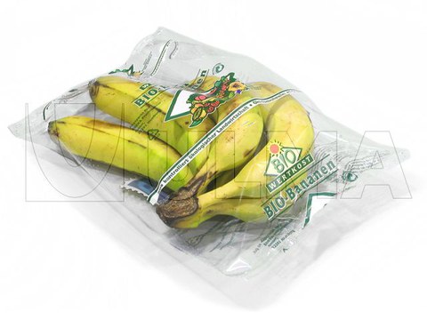 Schalenlose Bananen im Schlauchbeutel verpackt.
